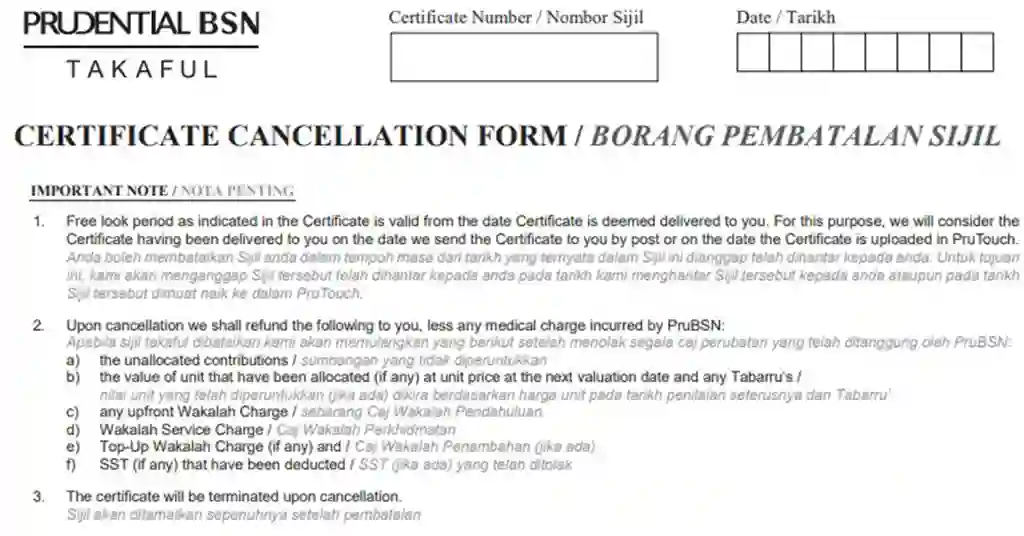 Surat Pembatalan Insurans Prudential BSN Resmi Surat Pembatalan Insurans Prudential BSN Resmi