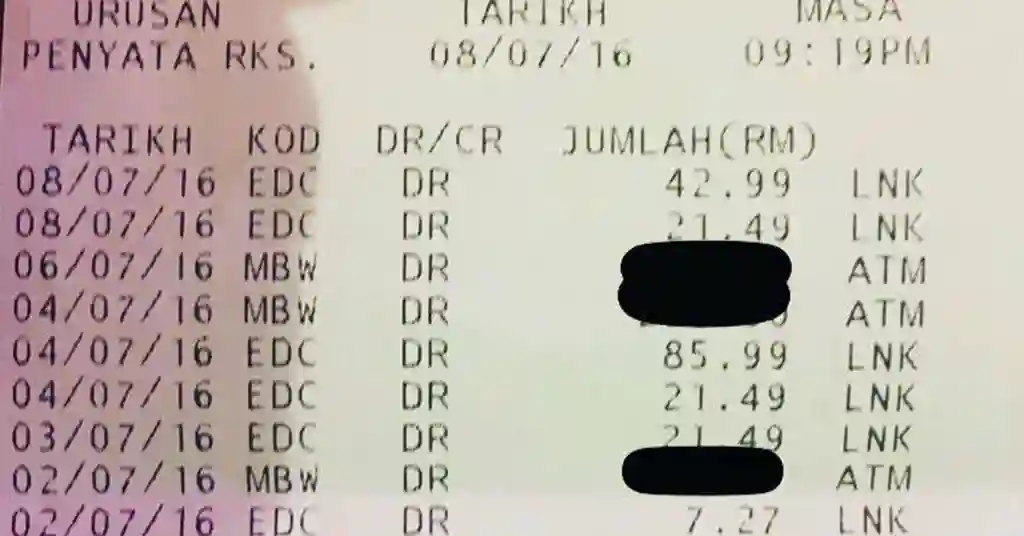 Penyata Mini Maybank melalui ATM Penyata Mini Maybank melalui ATM